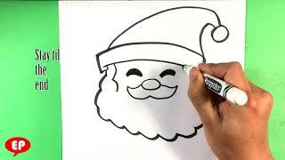 How to Draw Santa Head - Christmas Drawings Step by Step - Easy Pictures to Draw