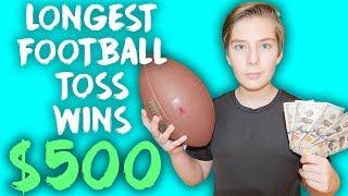 LONGEST FOOTBALL TOSS WINS $500 Challenge, Boys VS Girls (W/ Piper Rockelle, Sophie fergie, Ex.)