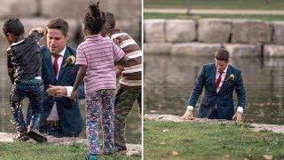 This Groom Leapt Into A River During The Wedding Photos, And His Bride Was Aghast When She Saw Why