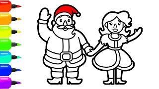 How to Draw Santa Claus with his Wife for Christmas - Santa's Cute Animation for Kids