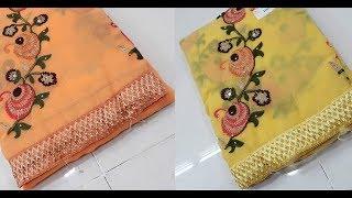 High Look Thread Embroidery Work Chiffon Sarees || embroidery designs/chiffon sarees