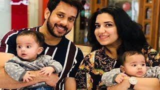 Actor Bharath cute twin boy baby photos with wife
